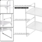 Expandable Counter Organizer Shelf (16.5'' to 27.2''), Countertop Organizer Kitchen Bathroom Pantry Cupboard Home Office for Cups, Dishes, Plates -White