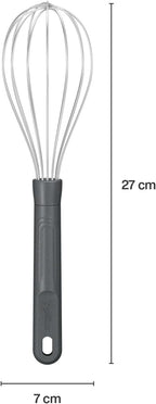 Zyliss Hand Whisk - Sustainable Wheat Straw & Stainless Steel - Balloon Whisk with Grip Lines - Dishwasher Safe - Ideal for Cooking, Mixing, Beating Eggs - Beluga Grey, 26cm x 6cm - Medium