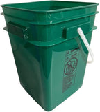 House Naturals 4 Gallon Square Food Grade Bucket Pail with Plastic Handles and Lid (Pack of 3) Made in USA containers (Dark Green)