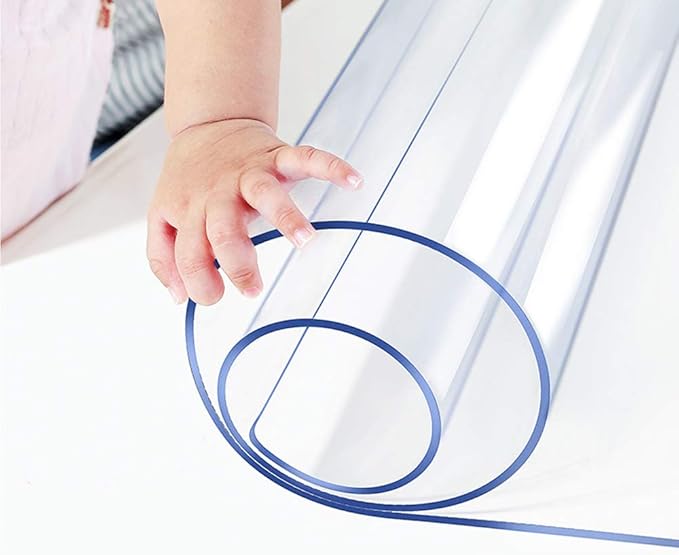 Wadrac Multisize Plastic Clear Table Cover Protector-1.5mm Thick 39x90 inch Non-Slip Heavy Duty for Dining Table