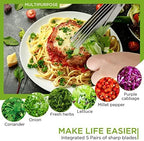 Herb Scissors SaladScissors, Upgrade HerbScissors with 5 Blades and Cover + 2 Brush, Kitchen SaladScissors with Herb Stripping, MultiScissors HerbCutter, Smart Cutter FoodScissors Chopper, Green