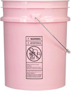 House Naturals 5 Gallon Premium HPDE Plastic Bucket - Made in USA Food Grade Storage Container, BPA Free All Purpose Pail (2, Pink)