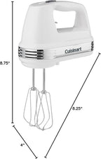 Cuisinart Power Advantage 5-Speed Hand Mixer, 220W-Motor Hand Blender Electric Mixer with 5 Speed Settings, Extra-Long Dishwasher-Safe Beaters, 60-Inch Swivel Cord, HM-50, White