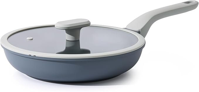 PRICUSIS Nonstick Ceramic Frying Pan with Lid, Non Toxic Skillet, Healthy Egg & Omelet & Chef's Skillet, PTFE PFOA & PFAS Free, Induction Compatible. (10Inch W/L)