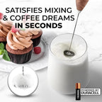 Zulay Kitchen Powerful Milk Frother Wand With 4 AA Duracell Batteries - Ultra Fast Handheld Drink Mixer - Electric Whisk Foam Maker for Coffee, Lattes, Cappuccino, Matcha & Creamer
