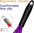 Dishwasher Safe Multicolor Silicone Whisk, Sealed Waterproof Design Set of 3, Professional Kitchen Whisks for Cooking Non-Scratch, Silicone & Stainless Steel Whisk, Heat Resistant Egg Beater
