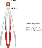 4 Pack Silicone Kitchen Cooking Tongs Set, Stainless Steel Nonstick Food Tong with BPA Free Silicone Tips for Serving Pasta Spaghetti Steak Pie Pizza Salad Vegetable Fruit Grilling BBQ Buffet 9" & 12"