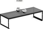 Stackable Expandable Metal Shelf Organizer - Adjustable Wire Storage Rack with Holes for Kitchen, Bathroom, Cabinet, Office - Space Saving, Durable & Sturdy Design（3PACKS/Medium/Black