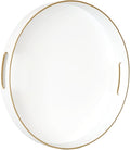 Gifturbo White Round Serving Tray,Decorative Serving Trays with Handles, Coffee Table Tray Ottoman Round Plastic Trays for Living Room, Bathroom