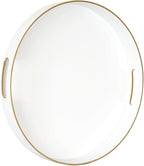 Gifturbo White Round Serving Tray,Decorative Serving Trays with Handles, Coffee Table Tray Ottoman Round Plastic Trays for Living Room, Bathroom