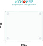 Tempered Glass Cutting Board for Kitchen, Clear Glass Board for Countertop, with Non-Slip Feet, Heat Resistant, Extra Large Size 16x20" 1Pcs