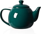 Sweejar Porcelain Teapot with Removable Stainless Steel Infuser,Microwave & Dishwasher Safe Tea Pots for Loose Tea,Tea Infuser Pots for Chrismas Women Gift (30oz Jade)