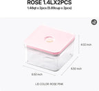 VAKUEN Premium Airtight Food Storage Containers ROSE Square 1.48qt 2P/SET, Patented Double Silicone Lining, 100% Leak Proof, BPA-FREE