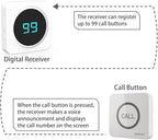 SINGCALL Restaurant Pager System Waiter Calling System Pagers and Beepers for Kitchen,Fast Food,Hotel,Restaurants,Cafe,Bar to Call Waiters 8 Waterproof Wireless Call Buttons 1 Number Display Receiver