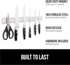 GORILLA GRIP Stainless Steel Magnetic Knife Holder for Wall, 24 Inch, Multi-Purpose Magnet Bar for Knives, Tools, Art Supplies, Heavy Duty Strip Holds Up to 6 lbs, Kitchen Organizer, Drilling Required