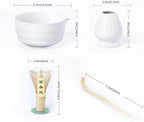 Matcha Whisk Set,Ceramic Matcha Set,with Ceramic Bowl,Bamboo Whisk&Holder,Scoop,Authentic Japanese Matcha,for Matcha Lovers,Gift for Family/Friend(Porcelain white)