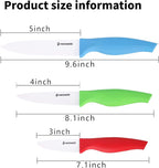6-Piece Ceramic Paring Knife Set with Sheaths - Sharp and Healthy (5in Utility, 4in Fruit, 3in Paring Knife) - Red
