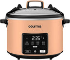 Gourmiia 4.5 Qt Programmable Slow Cooker with 5 Presets, Slow Cook, Digital Timer, Keep Warm Function, Nonstick Interior, Dishwasher Safe (Peach)