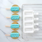 Pastry Tek 4 Cavities Popsicle Molds, 10 Cylinder Cakesicle Molds - Flexible, Freezable, White Silicone Cake Popsicle Molds, Easy Release, For Baking - Restaurantware