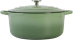 Enameled Cast Iron Dutch Oven Pot With Lid, 5.5 Quart, for Bread Baking, Cooking, Pistachio Green