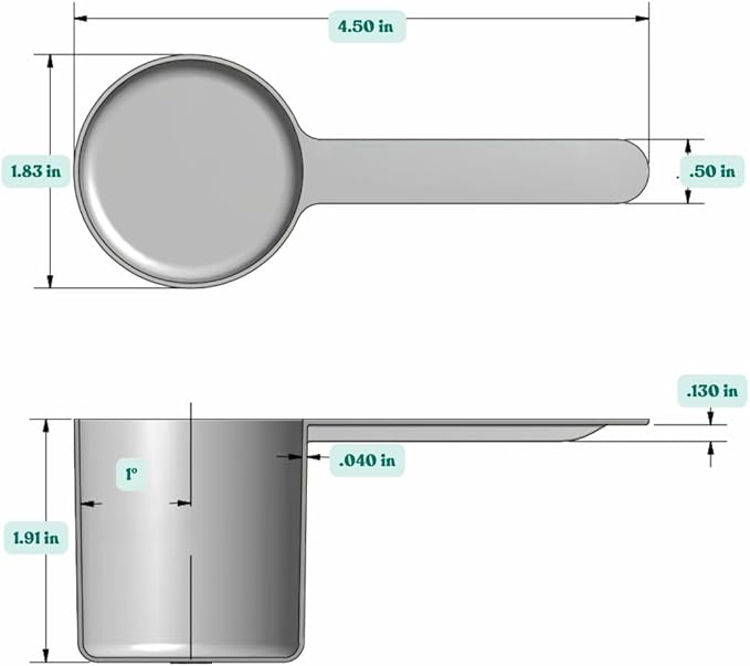 70 mL (2.37 Oz. | 4.73 Tablespoon) Long Handle Scoop for Measuring Coffee, Pet Food, Grains, Protein, Spices and Other Dry Goods (Pack of 5)