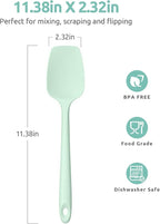 Heat Resistant Silicone Spoon Spatula: U-Taste 600ºF High Heat Flexible 11.38in Silicon Mixing Stirring Cooking Scraping Baking Bowl Scraper, Seamless for Kitchen Nonstick Cookware (Mint Green)