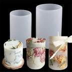 4 Pack Long Pillar Mold - Multiple Style Cylinder - Candle Silicone Wave Spiral Candle Mold - Silicone Resin Casting Molds for Candle & Resin & Soap Craft Supplies