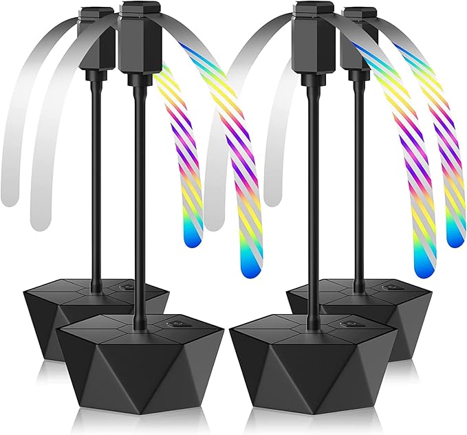 Grete Gotye 4-PC Table Food Fans, Flexible Goose-Neck Blades, Portable Battery Powered Fan for Home, Restaurant, Party, Picnic (Jet Black)