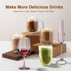 SUPRUS Ultra Fast Handheld Milk Frother Double Whisk with Stand 2 Batteries Stainless Steel for Lattes Cappuccino Matcha Hot Chocolate Coffee Bar Accessories Kitchen Gadgets Gift