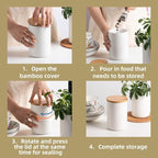 Sweejar Ceramic canisters for kitchen counter,Stackable Food Containers Set with Airtight Seal Bamboo Lid for Serving Ground Coffee, Tea, Spice, Flour and Sugar-Set of 3 (Black)
