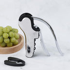 KAYCROWN Stainless Steel Wine Bottle Opener, Vertical Lever Corkscrew with Built-in Foil Cutter Design, Manual Handheld Corkscrew with Ergonomic Lever Pump