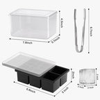 Samuelworld Large Ice Cube Tray with Lid and Bin: 2 Inch Silicone Old Fashioned Ice Cube Mold with Lid and Bin, Big Square Ice Cube Maker for Whiskey-3 Color (With Ice Tong)
