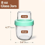 ComSaf Overnight Oats Containers with Lids (8oz+4oz, 2Pcs), Glass Yogurt Parfait Cups for Cereal Nut Fruit, Dual-Layer Chia Pudding Jars Reusable, Small Mason Jars for Salad, Meal Prep, Snack, Oatmeal