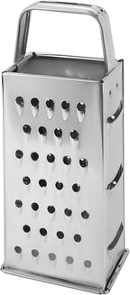 Stainless Steel Vegetable Grater, 4-Sided Portable Metal Grater, Cheese Grater with Handle for Kitchen (8inch)
