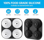 HONYAO Silicone Whiskey Ice Ball Mold - 2.4 Inch Large Ice Cube Trays Molds Silicone with Lids - Ice Sphere Maker for Cocktails, Bourbon, Rum - 2 x 4 Iceballs