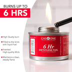 Gas One 3 Pack 6 Hour Chafing Fuel - Food Warmer for Chafing Dish Buffet Set - Reusable Liquid Safe Fuel With Wick & Lid Opener
