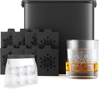 Samuelworld Clear Ice Cube Maker with Winter Design Silicone Inserts: 4 Extra Large 2 inch Clear Square Ice for Whiskey, 2025 Upgraded Crystal Ice Cube Mold - Ice Storage Bag