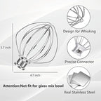 K45WW Stainless Steel Wire Whip for KitchenAid Artisan Series Tilt-Head Mixer 5 Quart Bowl, 6 Wire Whisk Fits for Artisan Mixer, Heavy Duty, Dishwasher Safe, Balloon Whisk