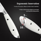 5 inch Paring Knife, German 1.4116 Stainless Steel Fruit Vegetable Peeling Knives, Ivory White Handle, Razor Sharp Small Kitchen Knife with Gift Box