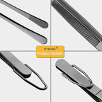 JETKONG 3 Pcs 9-Inch Serving Tweezer Tongs Kitchen Tweezers Stainless Steel Cooking Tweezers (9 9 9 Inch, Black)