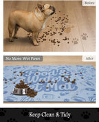 Pet Feeding Mat-Absorbent Dog Mat for Food and Water Bowl-No Stains Quick Dry Water Dispenser Mat-Dog Accessories Pet Supplies-Bowl for Messy Drinkers（Words,17"x28"