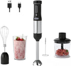 Cordless Immersion Hand Blender, 5-in-1 Variable Speed blender handheld,Rechargeable with 2000mAh Battery, BPA-Free & Dishwasher-Safe Accessories:700ml Beaker,Chopper,Whisk & Milk Frother,Black