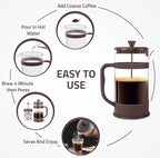 Utopia Kitchen 12 Ounce 0.35 Liter French Press Coffee Maker, Tea Maker, Travel Coffee Presses, Heat Resistant Thickened Borosilicate Coffee Pot for Camping Travel Gifts, Deep Taupe Pack of 1