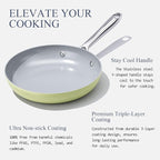 Nonstick Ceramic Frying Pan 10" Non Toxic Cooking Skillet for Eggs Pancakes & Stir Fry Even Heat Distribution PTFE/PFOA/PFAS Free Oven Safe Up to 500°F All Cooktops Compatible, Olive Green