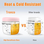 Tronco 16 oz Glass Food Storage Containers with Lids, Airtight, Leak & Spill Proof Glass Lunch Bowls for Meal Prep, Salad, Yogurt, Soup & Stew, Microwave & Dishwasher Safe, BPA-Free, Set of 2