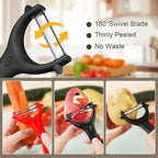 AUAUY 2Pcs Potato Peeler, Y-Shaped Swivel Vegetable Peeler, Fruit Peeler for Kitchen, Non-Slip Y Peeler, Ergonomic Handle Sharp Blade Stainless Steel Peeler, Veggie Peelers for Kitchen(Black+Red)
