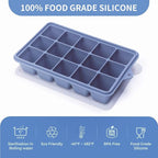 2 Tbsp Silicone Freezer Molds - Perfect for Storing Garlic, Herbs, Ginger, Pesto, Tomato Paste, Lemon Juice, Purees and More - Silicone Food Freezer Tray (Blue 2 Pack)