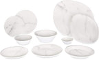Carlisle FoodService Products Ridge Resuable Plastic Plate Coupe Plate for Home and Restaurant, Melamine, 10 Inches, Marble, (Pack of 12)