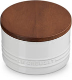 Le Creuset Signature Salt Cellar and Storage Canister with Wood Lid, 16 oz., White