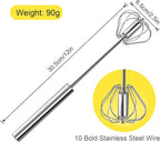 Stainless Steel Egg Whisk, 12 Inch Hand Mixer, Upgraded Semi-automatic Whisk, Ideal For Blending, Whisking, Baking tool, Beating Eggs, Butter & Milk, Suitable For Home Kitchen Use.